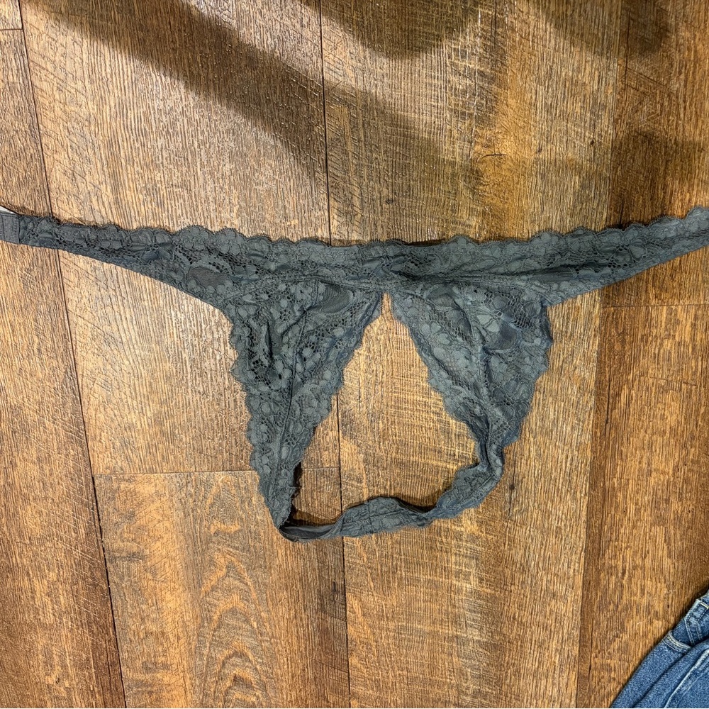Lace halter bralette in Gray